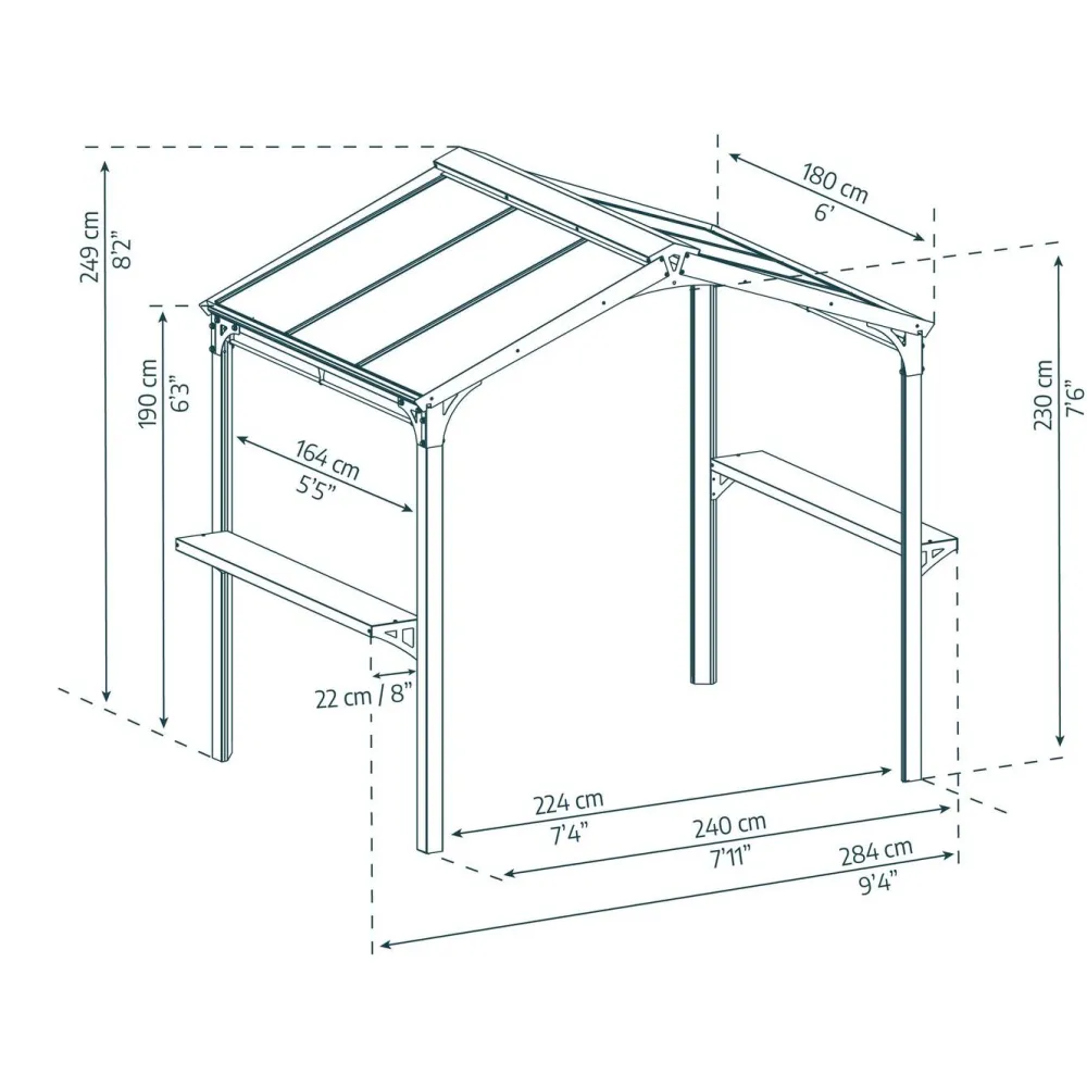 Discount Palram-Canopia Paviljonki Austin, 4.3m², 1.8x2.4m, harmaa