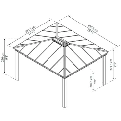 Outlet Palram-Canopia Paviljonki Dallas 4300 3,6 x 4,3 m 15,5 m² harmaa