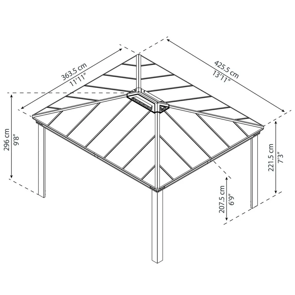 Outlet Palram-Canopia Paviljonki Dallas 4300 3,6 x 4,3 m 15,5 m² harmaa