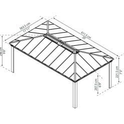 Clearance Palram-Canopia Paviljonki Dallas 6100, 3.6x6.1m, 12x20ft, harmaa
