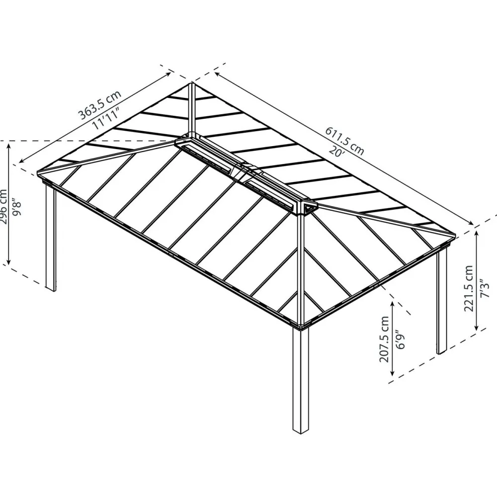 Clearance Palram-Canopia Paviljonki Dallas 6100, 3.6x6.1m, 12x20ft, harmaa