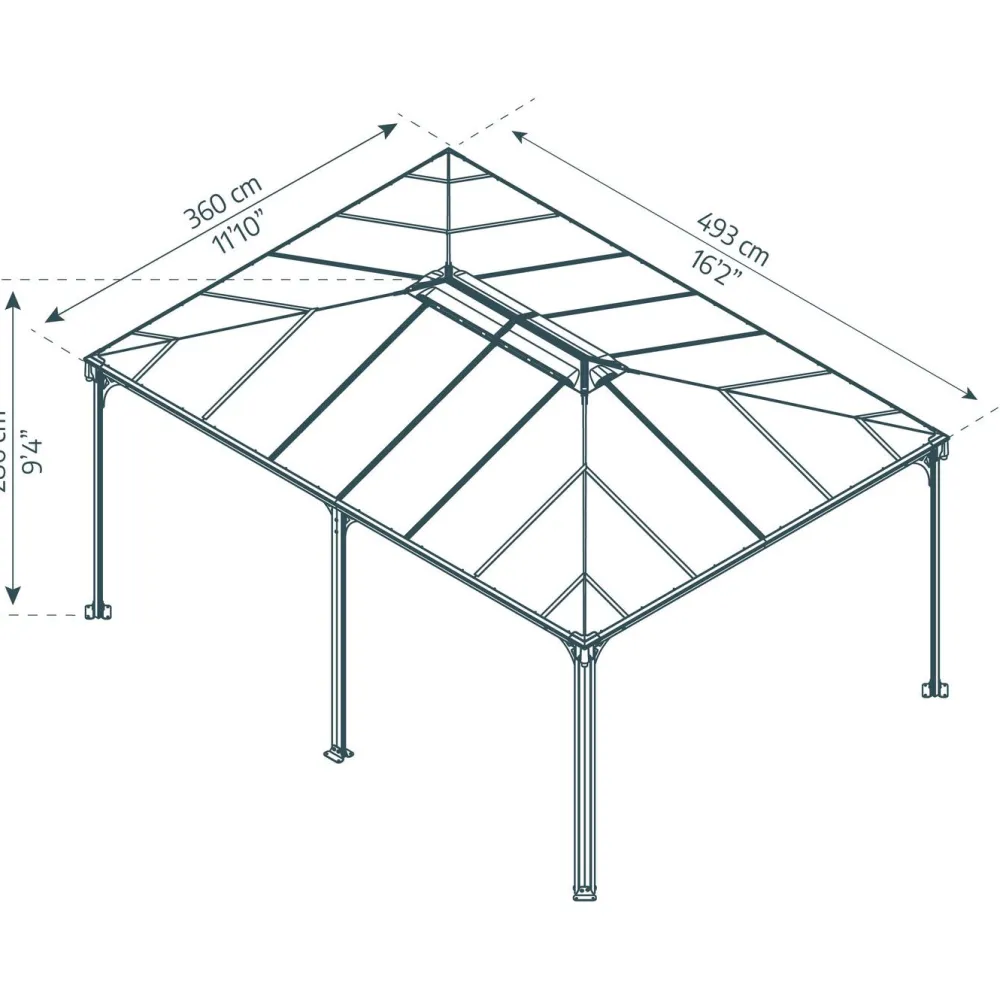 Palram-Canopia Paviljonki Martinique 5000 3,6 x 4,9 m 17,7 m² harmaa
