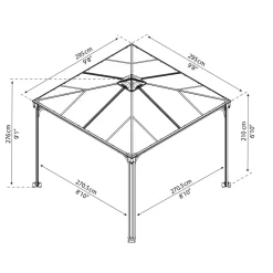 Best Palram-Canopia Paviljonki Palermo 3000 3 x 3 m 8,7 m² harmaa