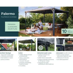 Palram-Canopia Paviljonki Palermo 3600 3,6 x 3,6 m 13 m² harmaa