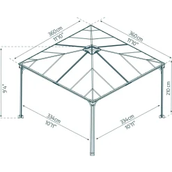 Palram-Canopia Paviljonki Palermo 3600 3,6 x 3,6 m 13 m² harmaa