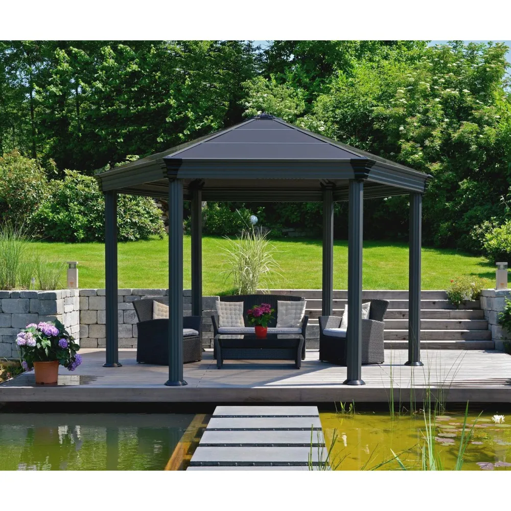 Online Palram-Canopia Paviljonki Roma 6-kulmainen 3,6 x 4, 2 m 14,9 m² harmaa