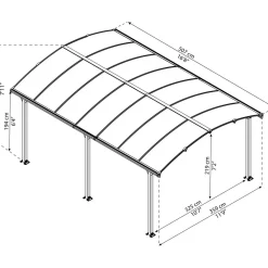 Palram-Canopia Paviljonki Tucson, 15.6m², 3.6x4.3m, harmaa