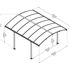 Palram-Canopia Paviljonki Tucson, 15.6m², 3.6x4.3m, harmaa