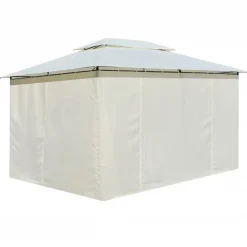 Outlet FinePRICE Paviljonki verhoilla 4x3m valkoinen