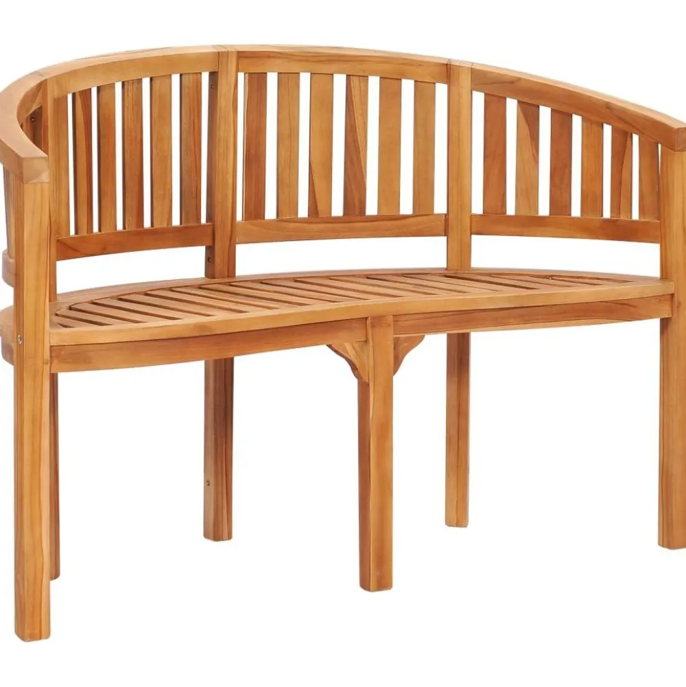Best FinePRICE Penkki, banaanin muotoinen, 120 cm, täysi tiikki