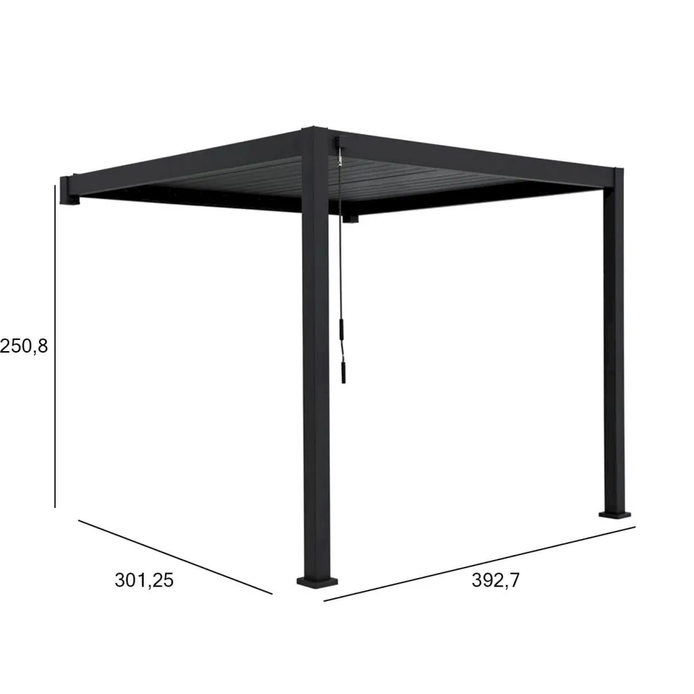 Outlet Home4you Pergola Mirador-111, 300x400cm, seinäasennus, tummanharmaa