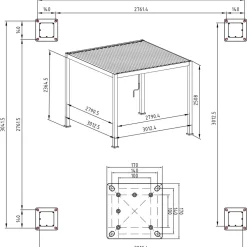 Hot Home4you Pergola Mirador-111, 300x300cm, Textilene-kankaisilla sivuverhoilla, tummanharmaa