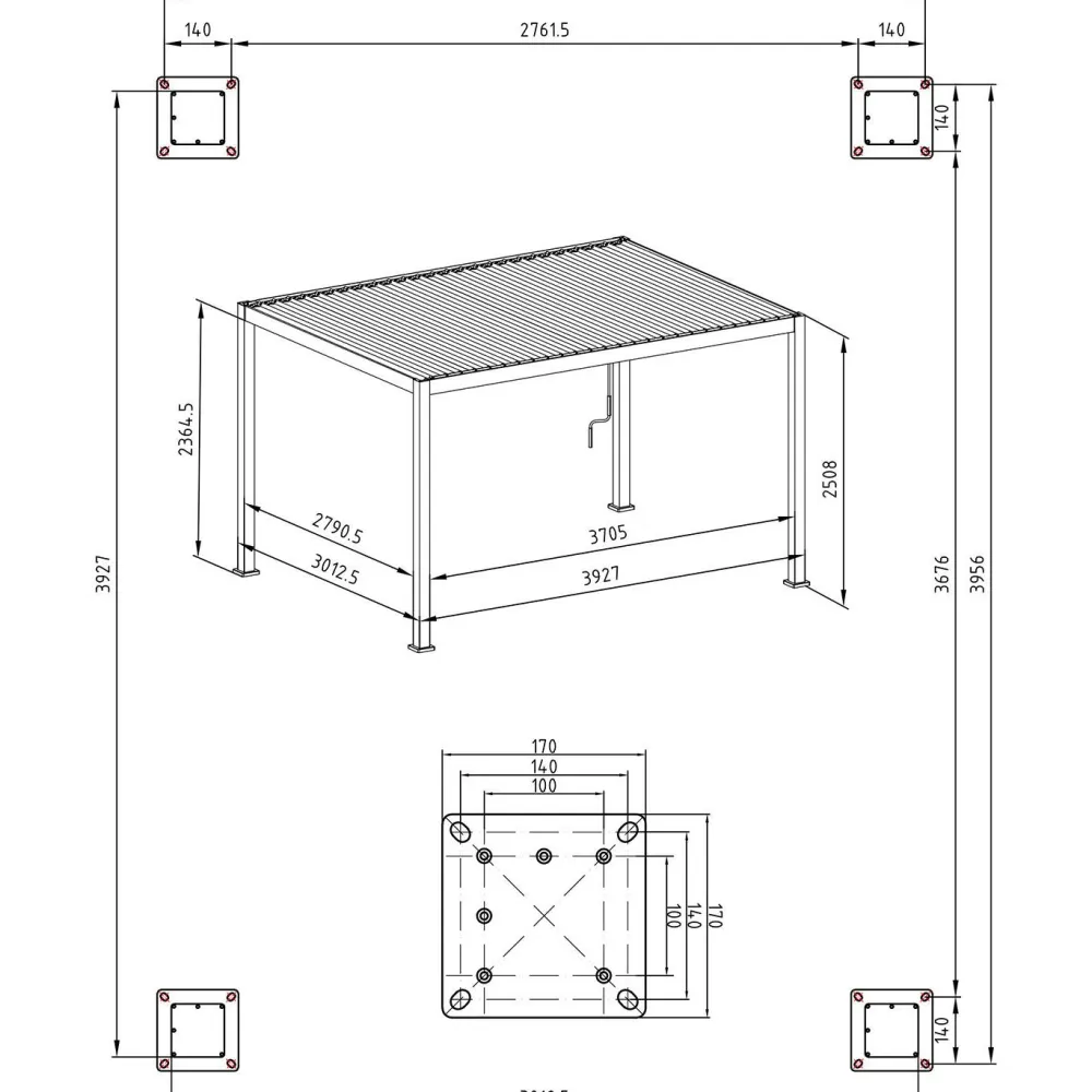 Best Home4you Pergola Mirador-111, 300x400cm, verhoilla, tummanharmaa