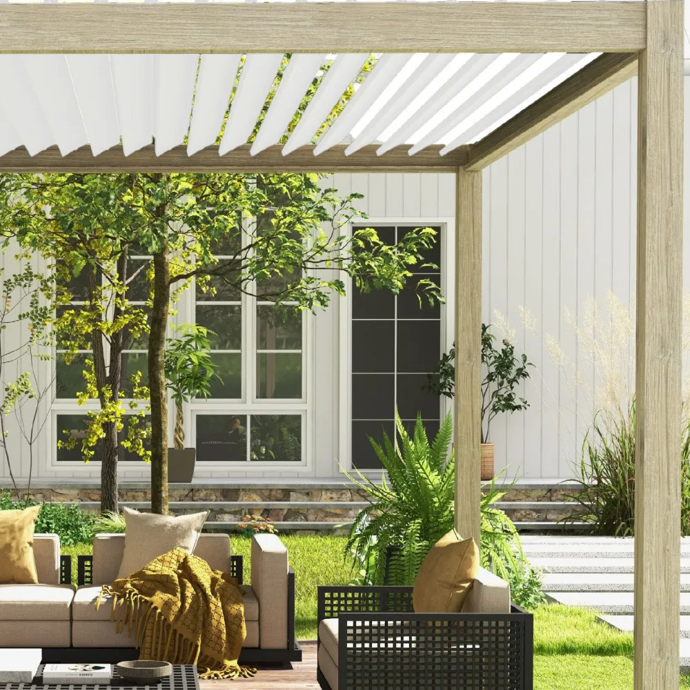 Sale Home4you Pergola Mirador-111, 300x400cm, vaalea puujäljitelmä, beige