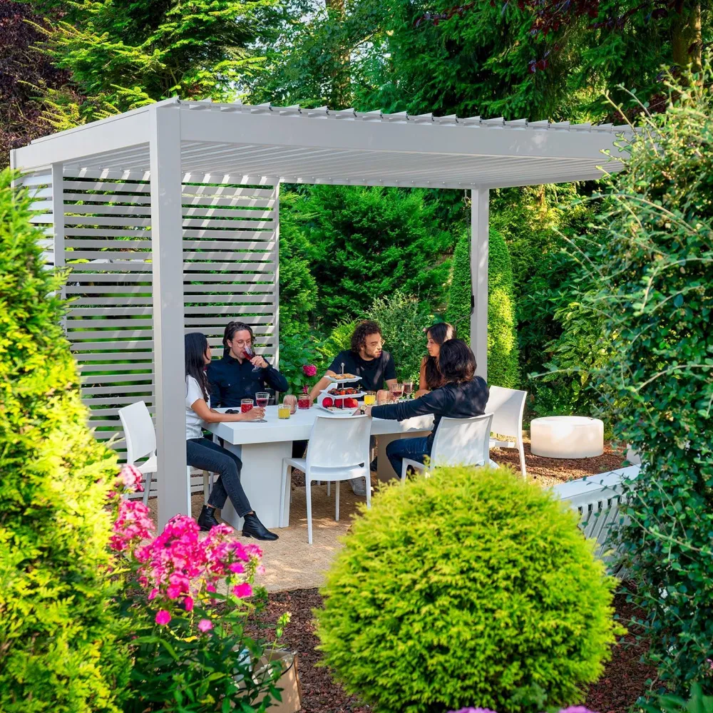 Clearance Home4you Pergola Mirador-111, 300x400cm, valkoinen