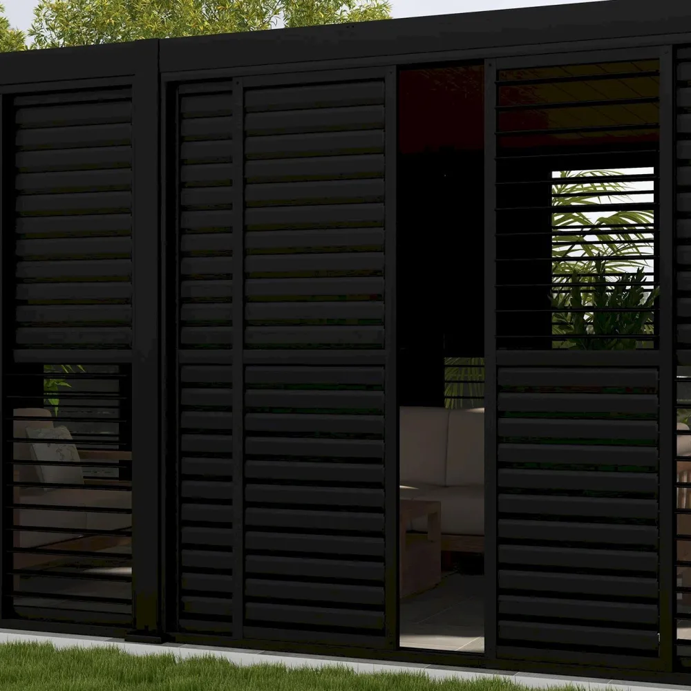 Sale Home4you Pergola liukuseinäpaneeli Mirador-111(4m), 370,4x236,5cm, alumiini, tummanharmaa