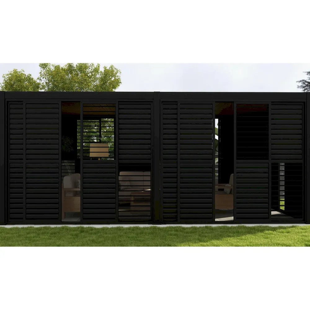 Sale Home4you Pergola liukuseinäpaneeli Mirador-111(4m), 370,4x236,5cm, alumiini, tummanharmaa