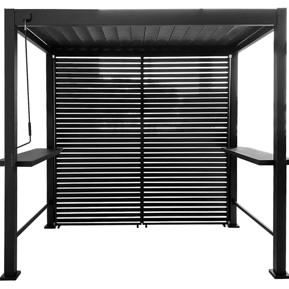 Outlet Home4you Pergolan säleikkötakaseinä Mirador BBQ, tummanharmaa