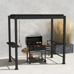Outlet Home4you Pergolan säleikkötakaseinä Mirador BBQ, tummanharmaa