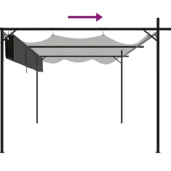 New FinePRICE Pergola sisäänvedettävä katto antrasiitti 395x292x230 cm