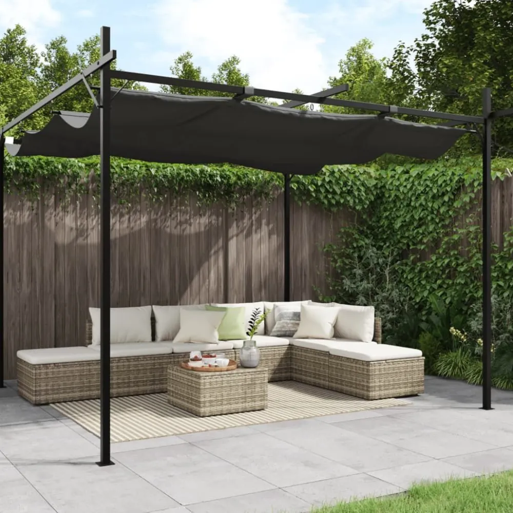 Outlet FinePRICE Pergola sisäänvedettävä katto antrasiitti 295x292x230 cm