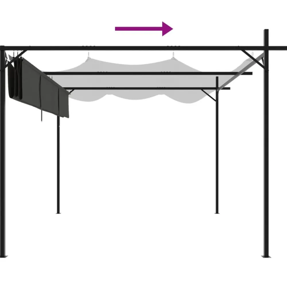 Outlet FinePRICE Pergola sisäänvedettävä katto antrasiitti 295x292x230 cm