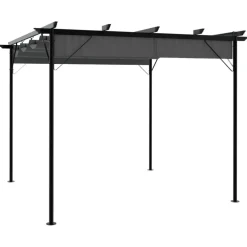 Best FinePRICE Pergola sisäänvedettävä katto antrasiitti 3x3 m teräs 180 g/m² (12226)