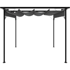 Best FinePRICE Pergola sisäänvedettävä katto antrasiitti 3x3 m teräs 180 g/m² (12226)