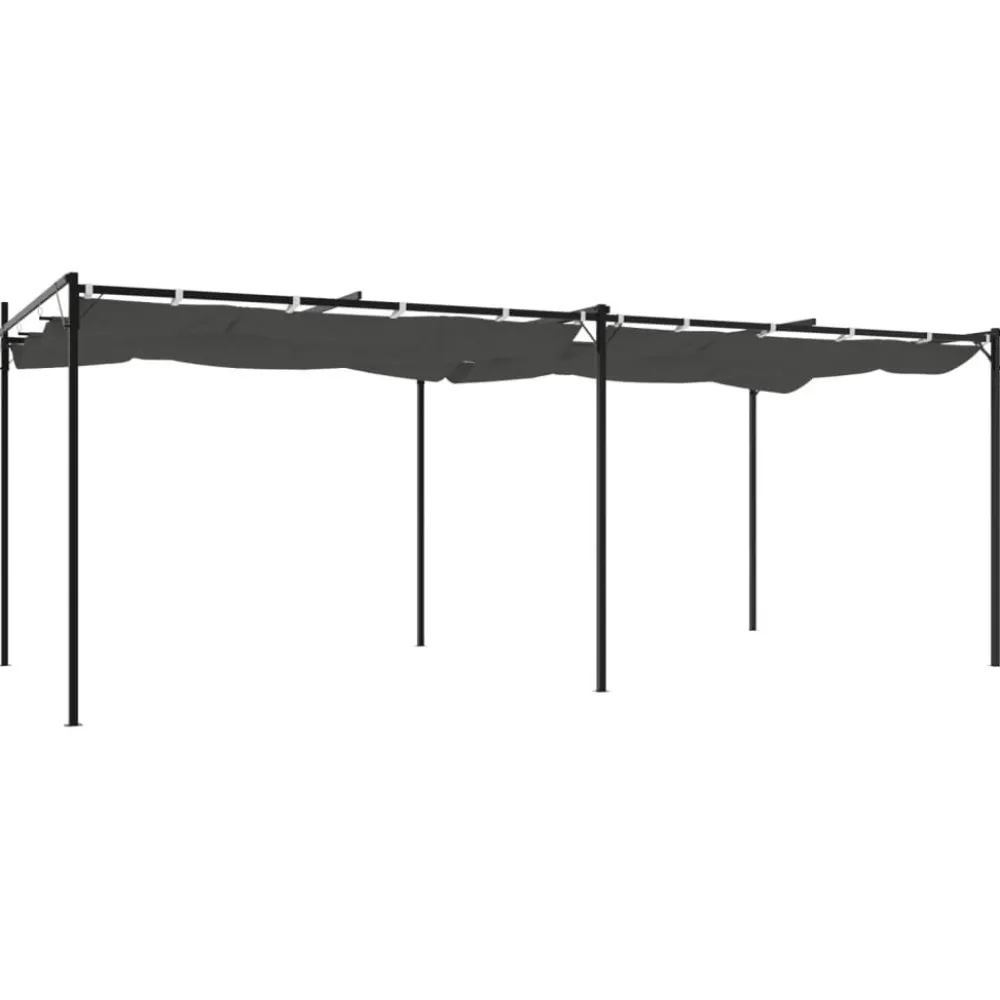 Best FinePRICE Pergola sisäänvedettävä katto antrasiitti 589x292x230 cm