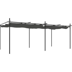 Best FinePRICE Pergola sisäänvedettävä katto antrasiitti 589x292x230 cm