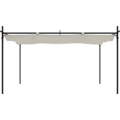 Best FinePRICE Pergola sisäänvedettävä katto kerma 395x292x230 cm