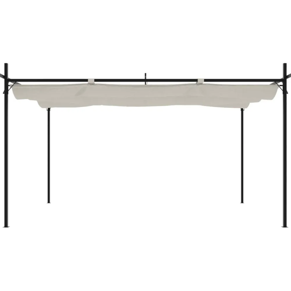 Best FinePRICE Pergola sisäänvedettävä katto kerma 395x292x230 cm