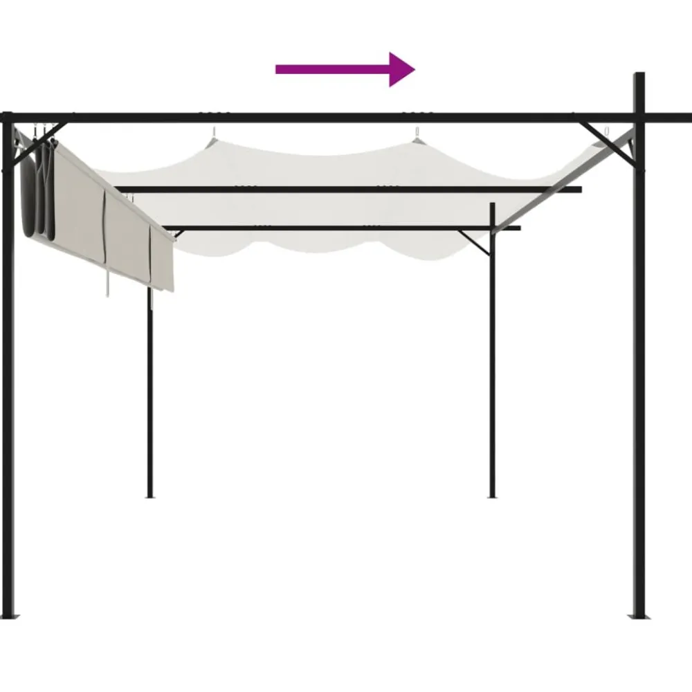 Best FinePRICE Pergola sisäänvedettävä katto kerma 395x292x230 cm