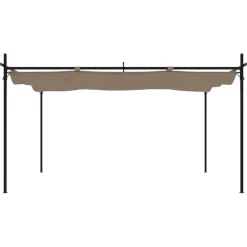 Clearance FinePRICE Pergola sisäänvedettävä katto taupe 395x292x230 cm