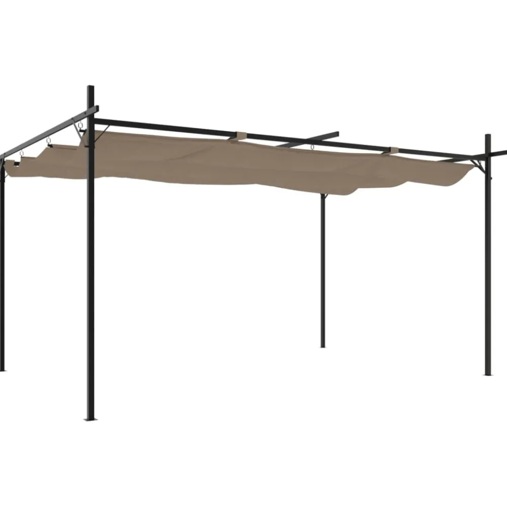 Clearance FinePRICE Pergola sisäänvedettävä katto taupe 395x292x230 cm