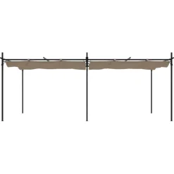Clearance FinePRICE Pergola sisäänvedettävä katto taupe 589x292x230 cm