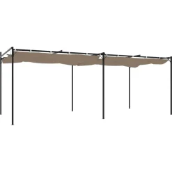 Clearance FinePRICE Pergola sisäänvedettävä katto taupe 589x292x230 cm