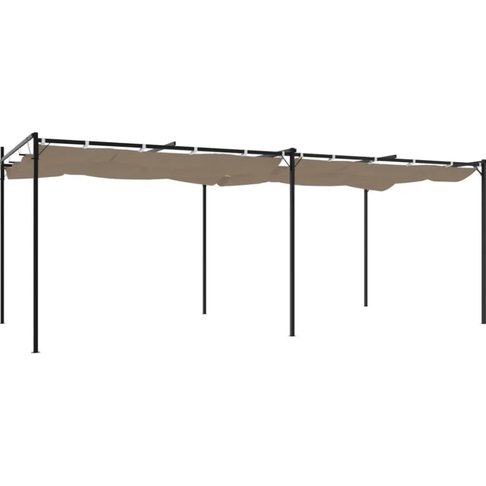 Clearance FinePRICE Pergola sisäänvedettävä katto taupe 589x292x230 cm
