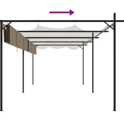 Clearance FinePRICE Pergola sisäänvedettävä katto taupe 589x292x230 cm
