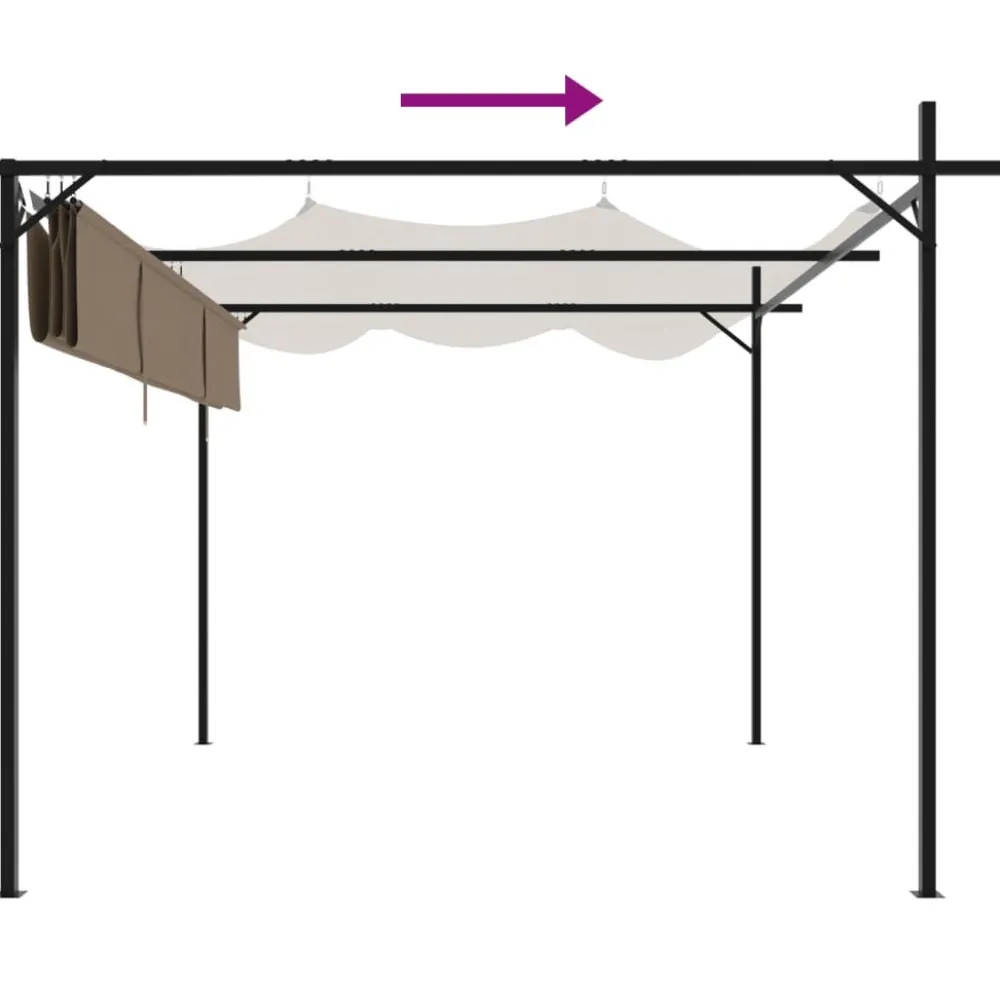 Outlet FinePRICE Pergola sisäänvedettävä katto taupe 295x292x230 cm