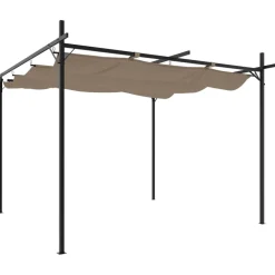 Outlet FinePRICE Pergola sisäänvedettävä katto taupe 295x292x230 cm
