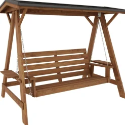 Outlet Miljöökoriste Pihakeinu , 180x235x205 cm, 3-istuttava, kovalla katoksella, ruskea