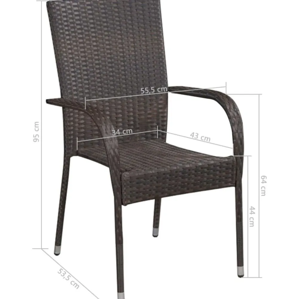 Clearance FinePRICE Pinottavat ulkotuolit 2 kpl polyrottinki ruskea