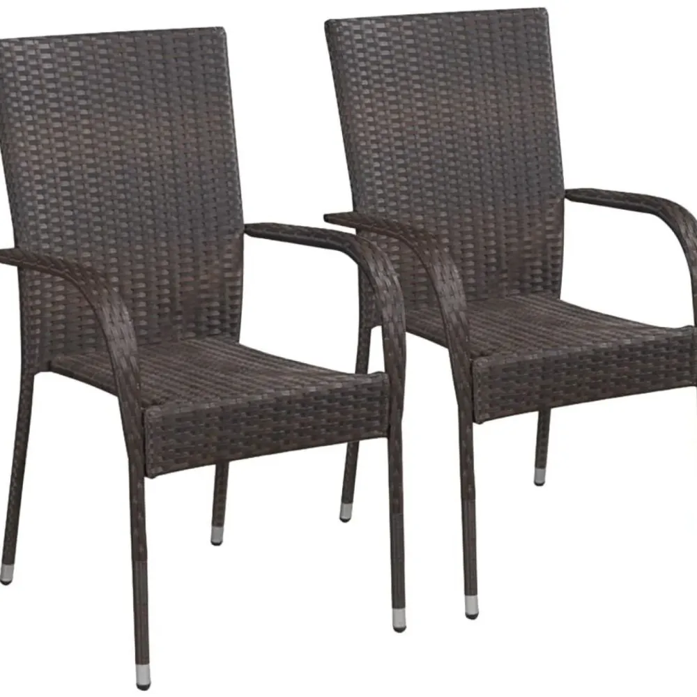 Clearance FinePRICE Pinottavat ulkotuolit 2 kpl polyrottinki ruskea