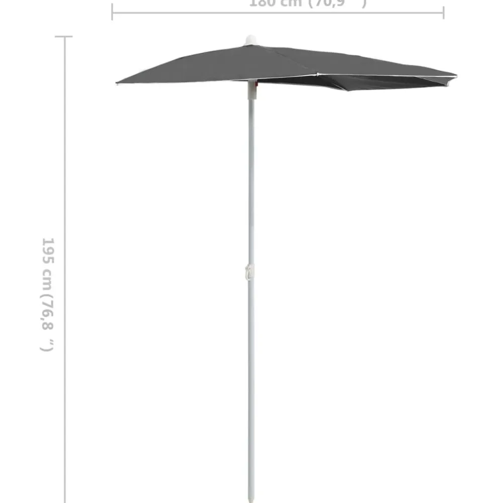 Best FinePRICE Puoliaurinkovarjo tangolla 180x90 cm antrasiitti