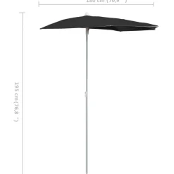 Discount FinePRICE Puoliaurinkovarjo tangolla 180x90 cm musta