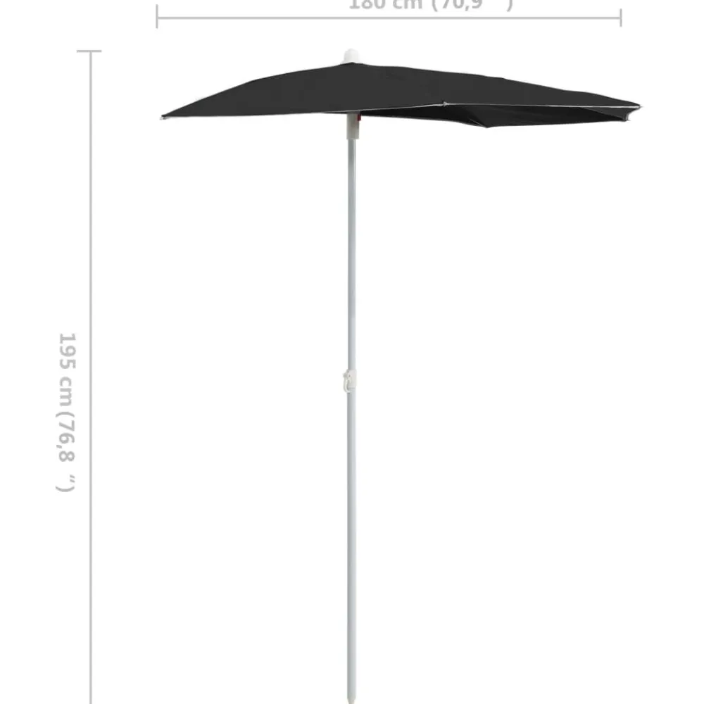 Discount FinePRICE Puoliaurinkovarjo tangolla 180x90 cm musta