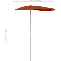 Sale FinePRICE Puoliaurinkovarjo tangolla 180x90 cm terrakotta