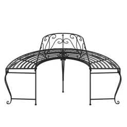 Discount FinePRICE Puolipyöreä puunympäryspenkki Ø 160 cm musta teräs
