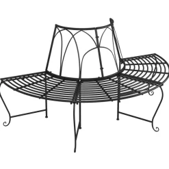 New FinePRICE Puolipyöreä puunympäryspenkki 2 kpl Ø159 cm musta teräs